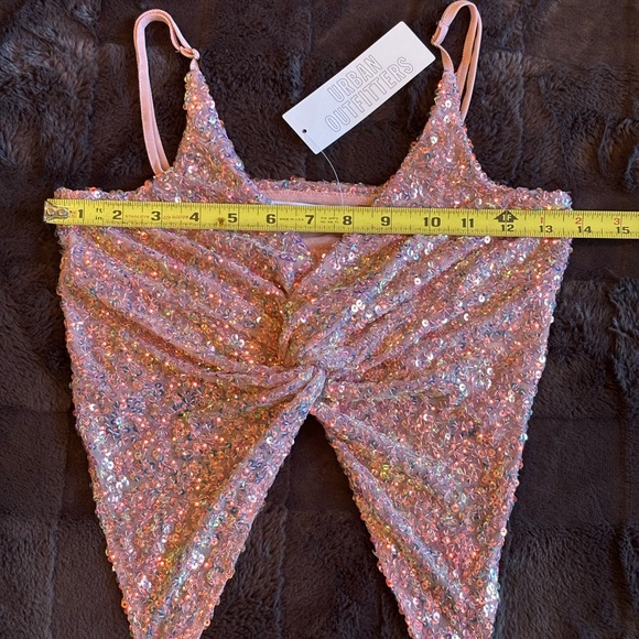 NWT Urban Outfitters Silence + Noise Small Pink Sparkle Sequin Tank Top - Picture 6 of 8